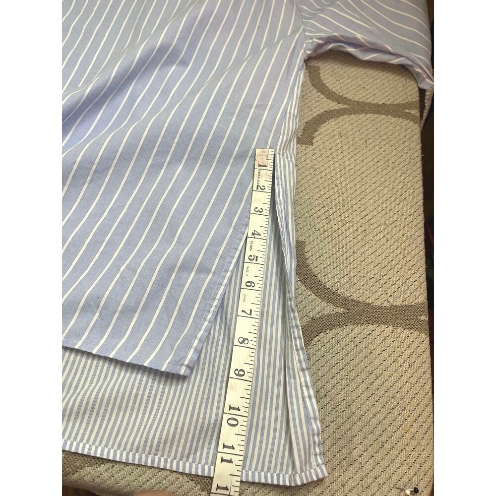 MADELEINE Mode GmbH Blue & White Striped Button Up 3/4 Sleeve Shirt | Size 16 - Picture 10 of 15